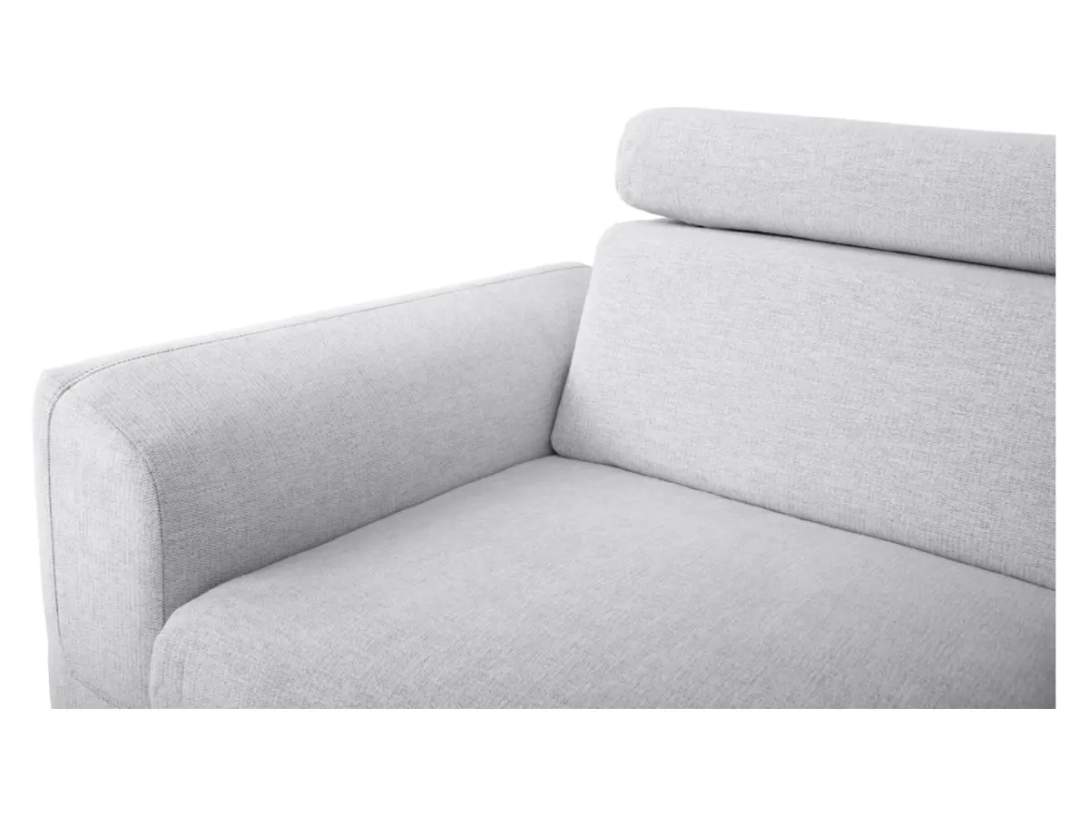 Sofá rinconera universal Evia con función de cama, arcón y reposacabezas ajustables gris claro