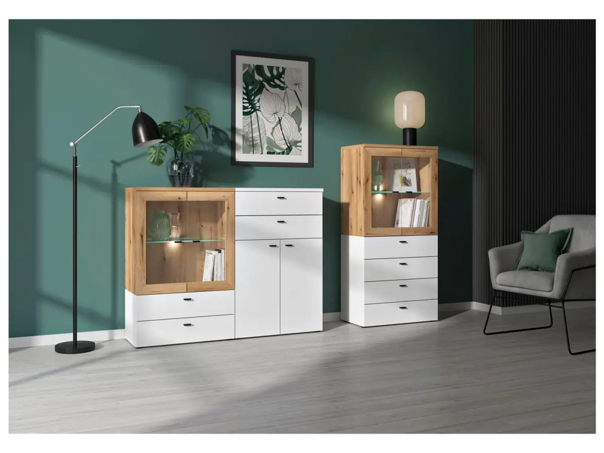 Vitrina System 64 con 2 puertas roble coast evoke