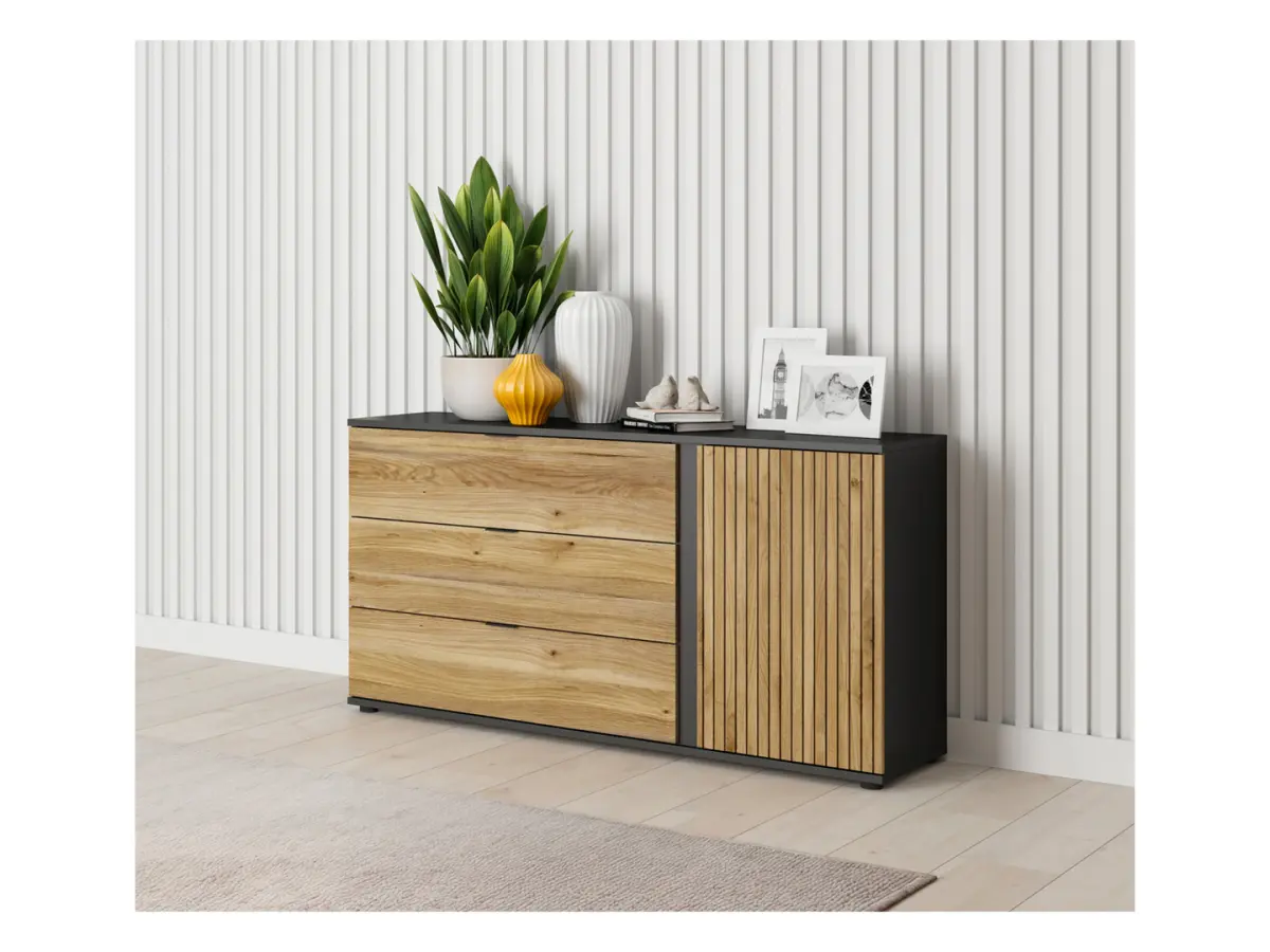 Комод Luen 143 см с дверцами и 3 ящиками дуб тегола/дуб маувелла