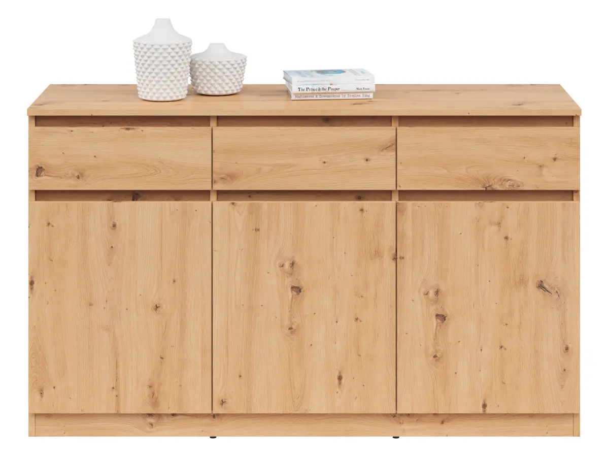 Cómoda Saturn 135 cm con 3 puertas y 3 cajones roble artisan