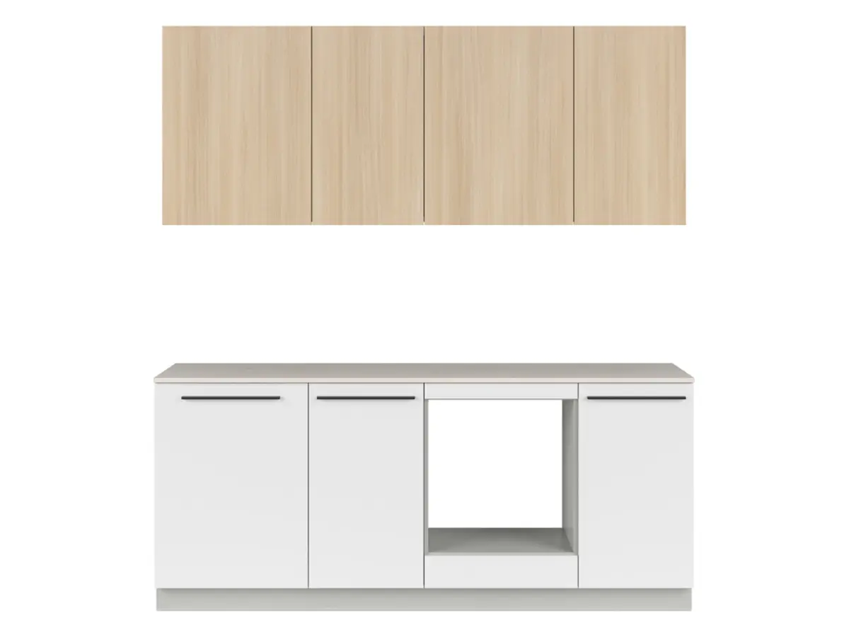 Kitchen set Milino Small 210 cm white/oak with worktop