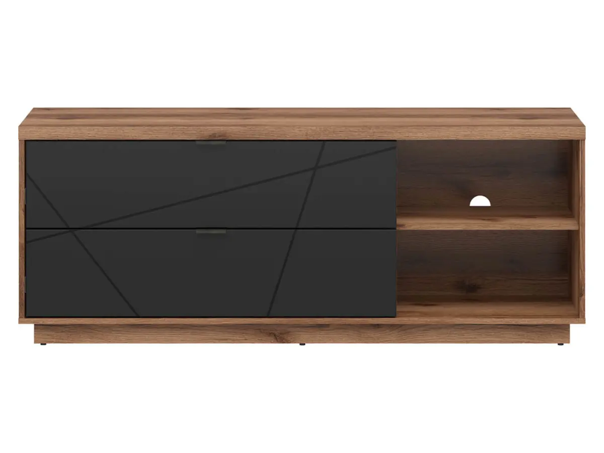 Mueble RTV Forn 156 cm con 2 cajones y estante roble delano oscuro/negro