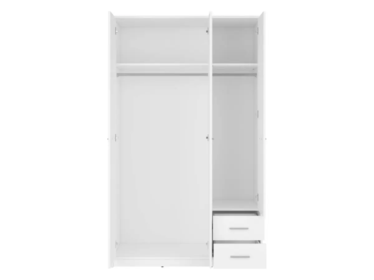 Armario de tres puertas Nepo Plus 118 cm con cajones blanco