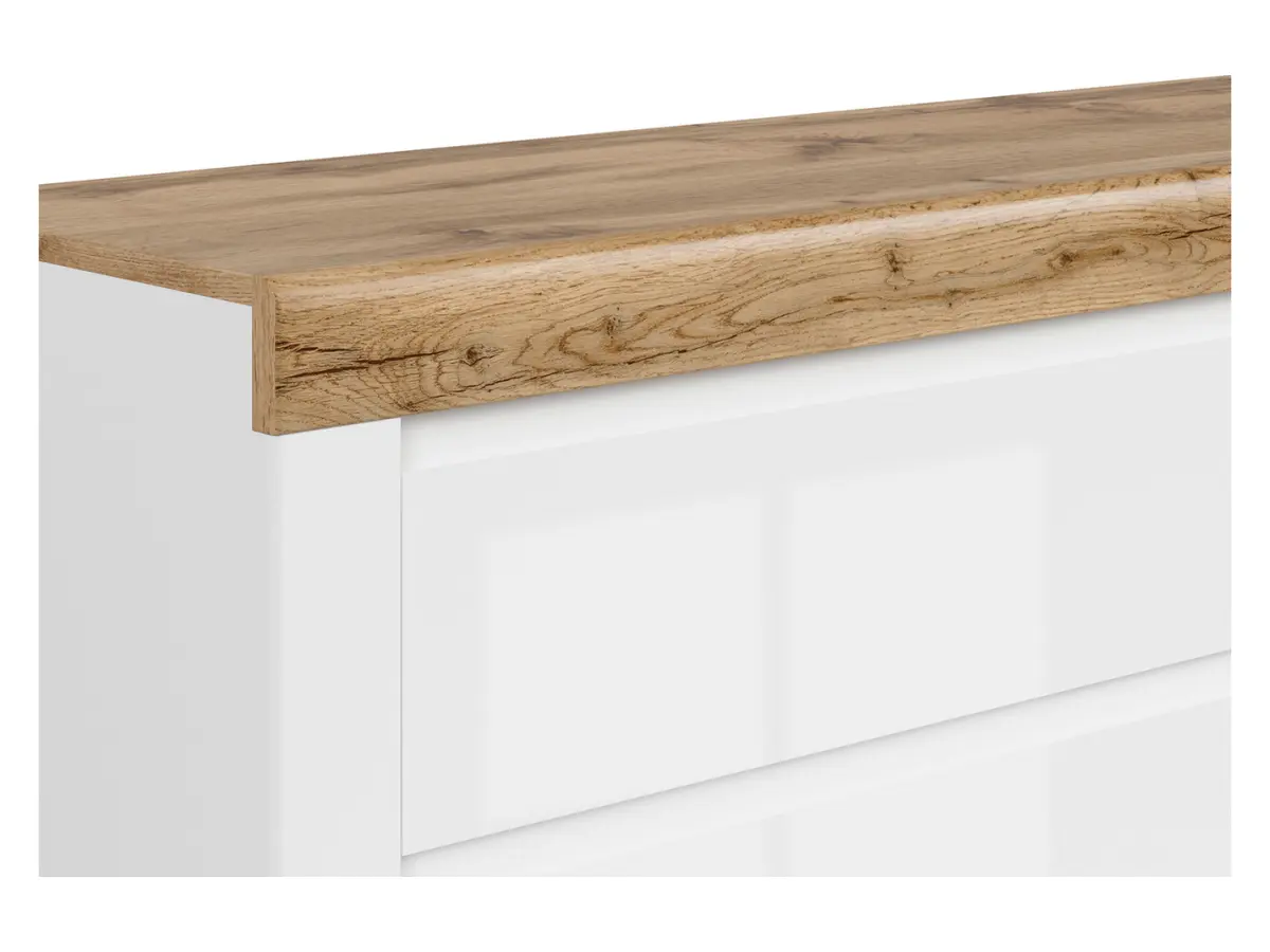 Cómoda Holten 156 cm con puertas y 3 cajones blanca/roble wotan