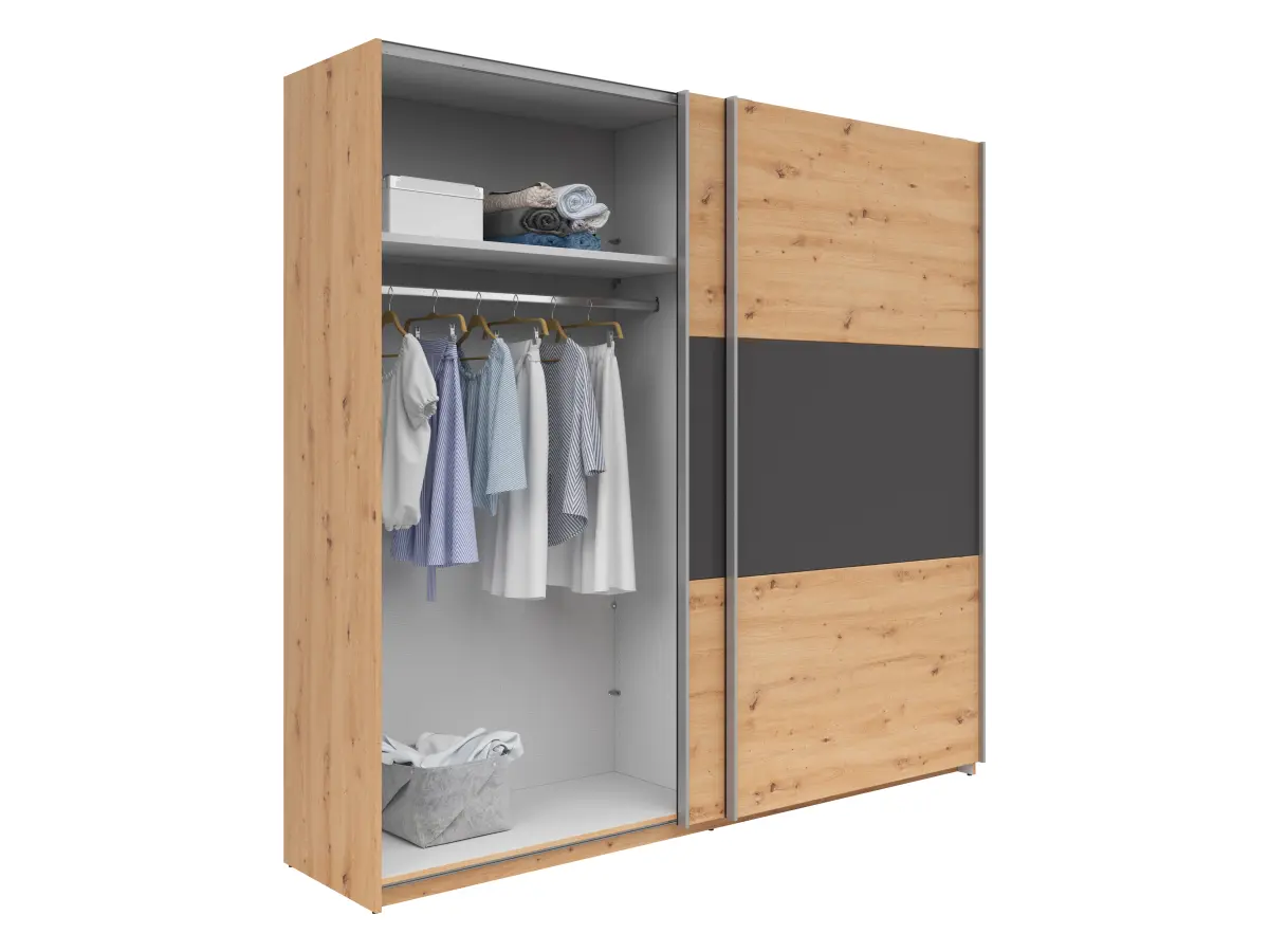 Armario de puertas correderas Saturn 218 cm roble artisan/grafito