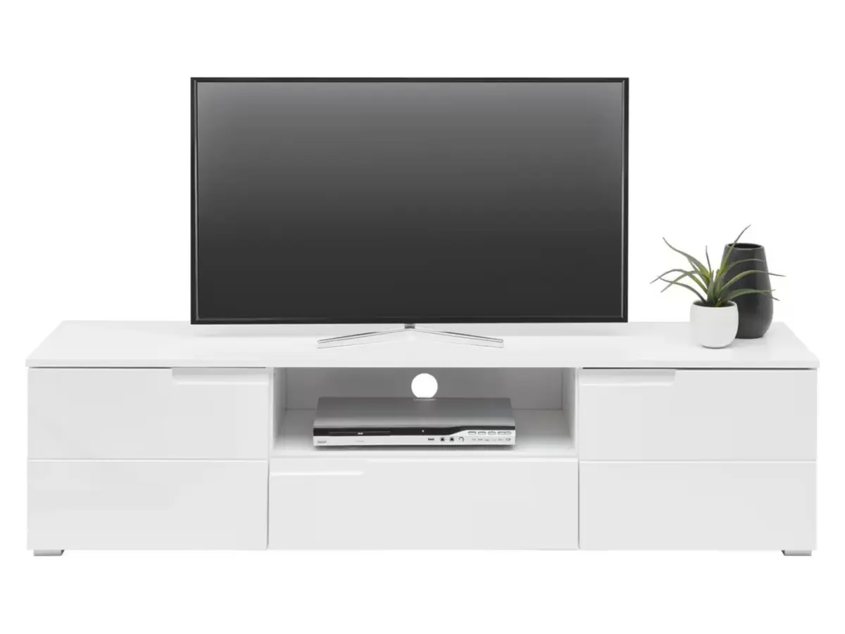 Mueble RTV Spice 165 cm con 2 puertas y un cajón blanco brillo