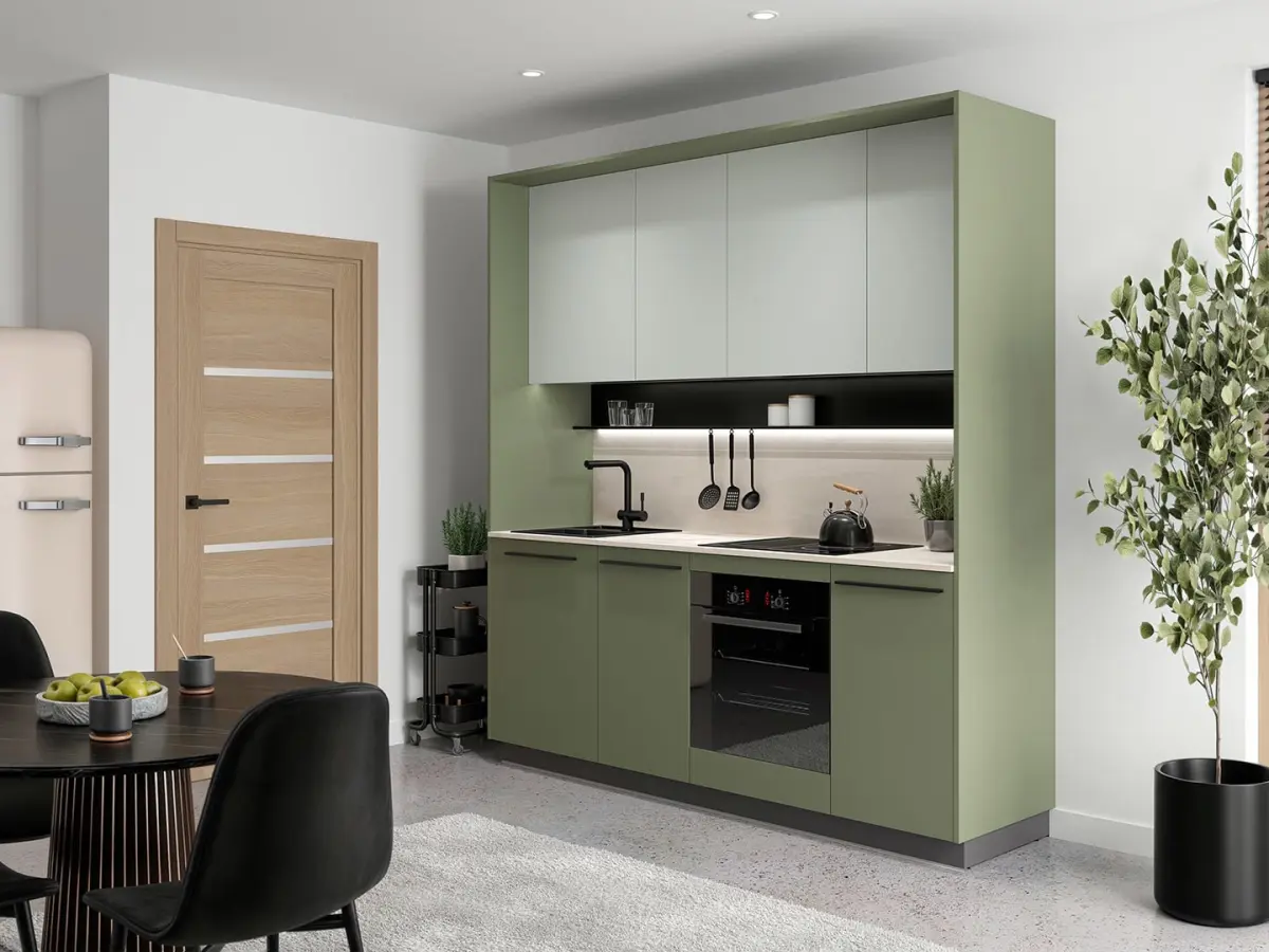 Conjunto de cocina Milino Small 210 cm verde con encimera