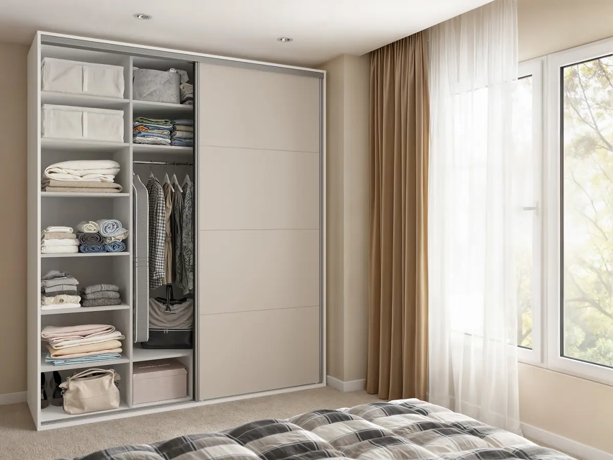 Armario de puertas correderas Flex 200 cm con espejo blanco/cachemira