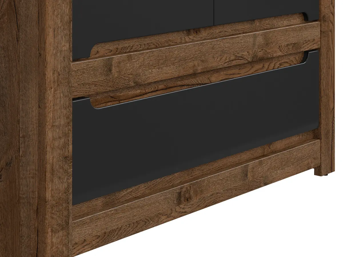 Armario de dos puertas Ruso 104 cm con cajón roble april/negro mate