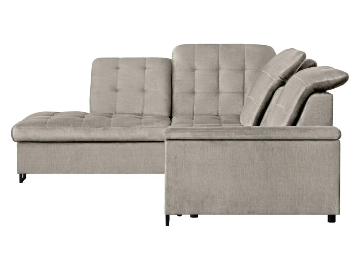 Sofá rinconera izquierdo Aragon extensible con reposacabezas y asiento ajustable beige