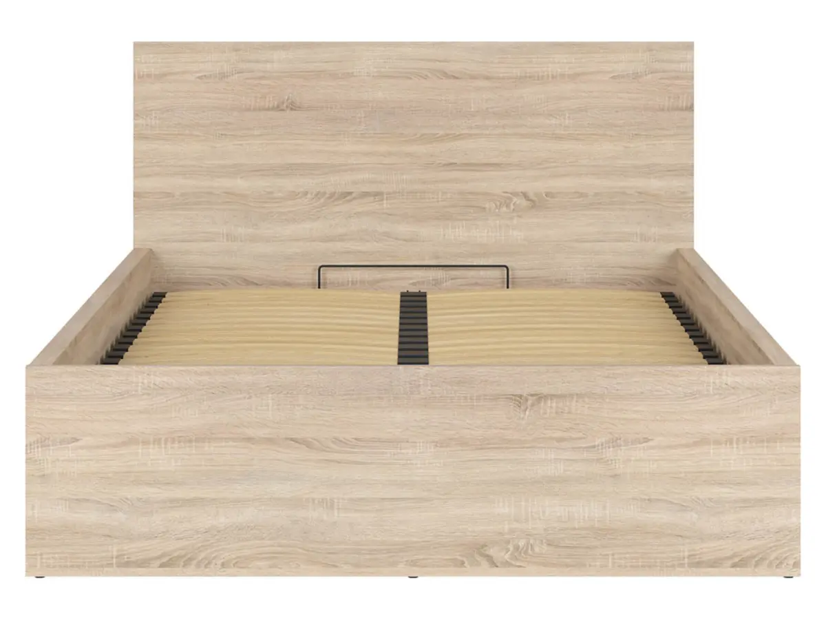 Cama Tetrix 140x200 con somier y contenedor roble sonoma