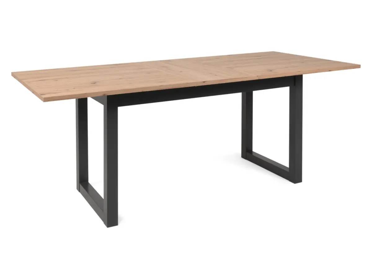 Mesa extensible rectangular Denver 160-200/90/75 roble artisan/negro