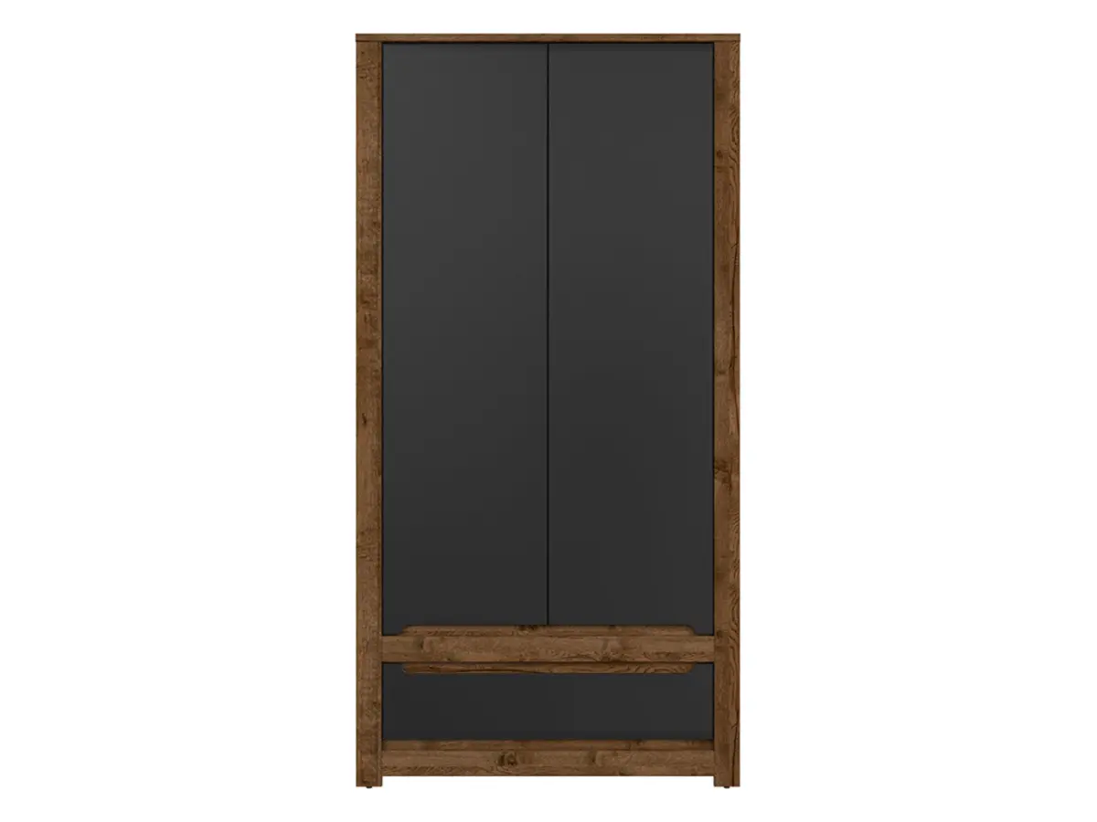 Armario de dos puertas Ruso 104 cm con cajón roble april/negro mate