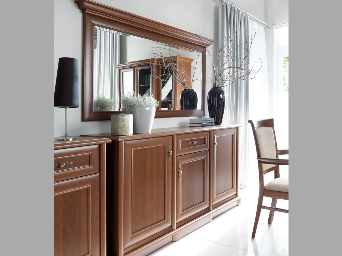 Cómoda Kent 154 cm con 3 puertas y un cajón castaño