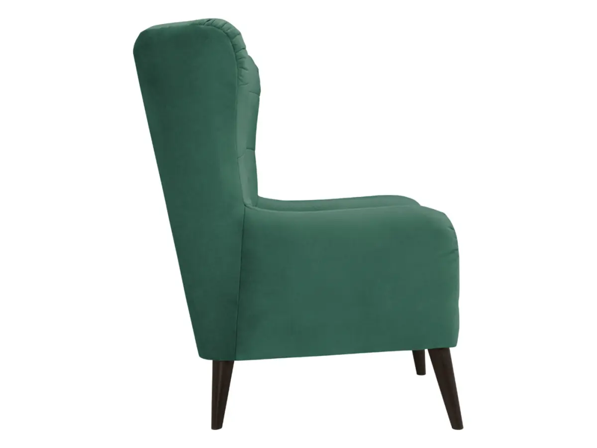 Sillón orejero Casey de terciopelo verde