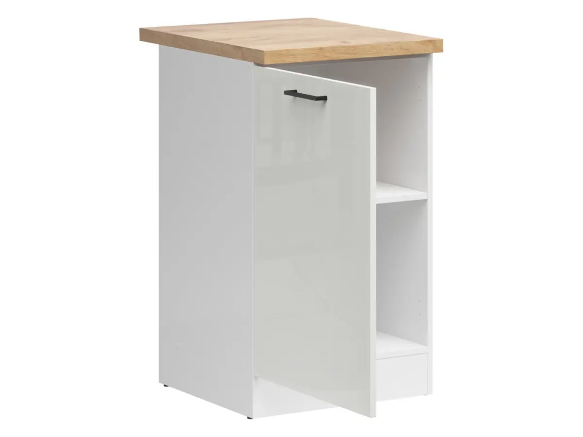 Mueble bajo de cocina Junona Line 50 cm izquierdo tiza brillo con encimera