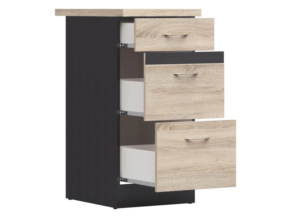 Armario de cocina inferior Junona Line 40 cm con cajones roble sonoma con encimera