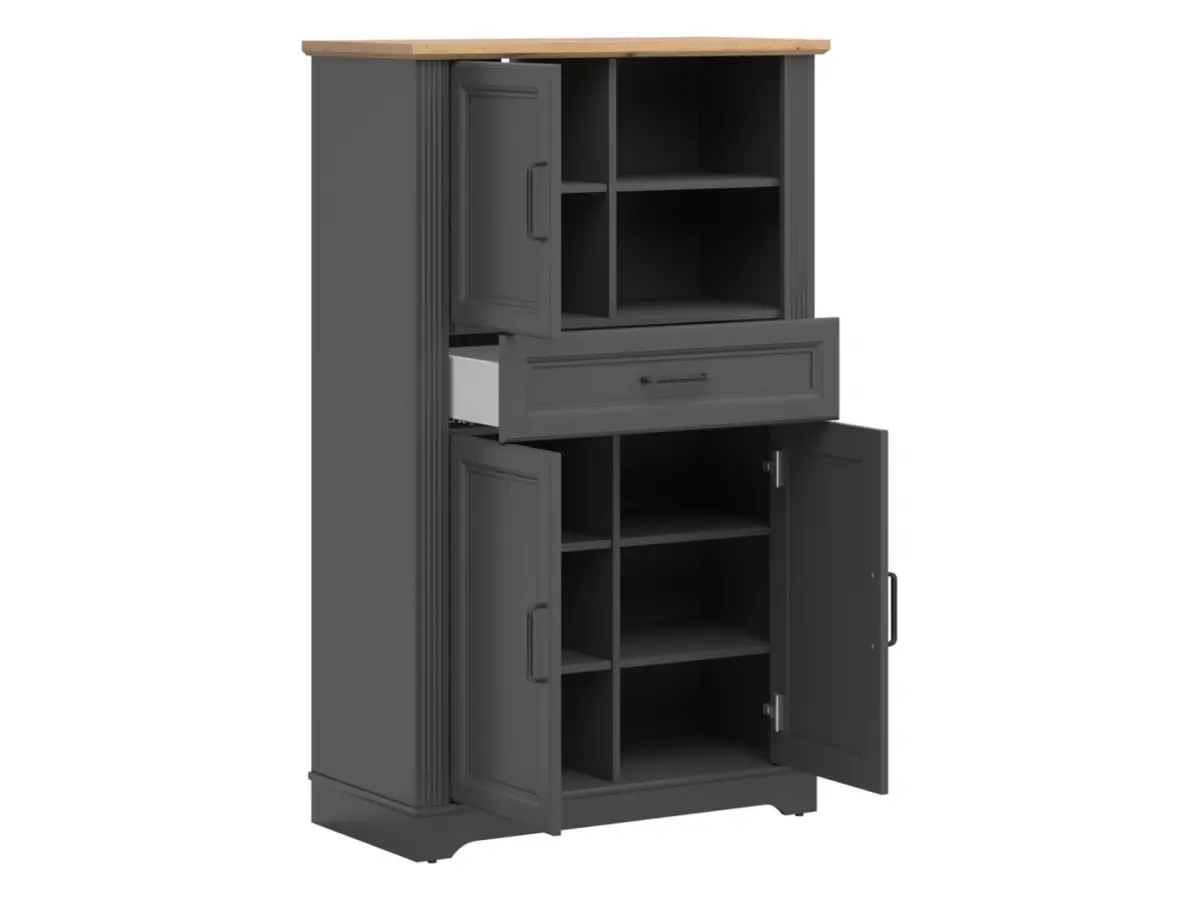 Estantería Tolmin 90 cm con 3 puertas y cajón grafito/roble artisan