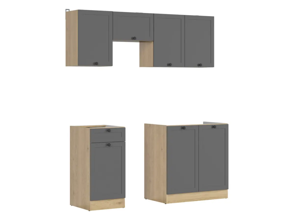 Conjunto de cocina Junona Line 170 cm grafito sin encimera