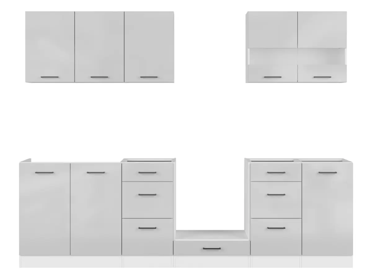 Conjunto de cocina Junona Line 260 cm gris claro brillo