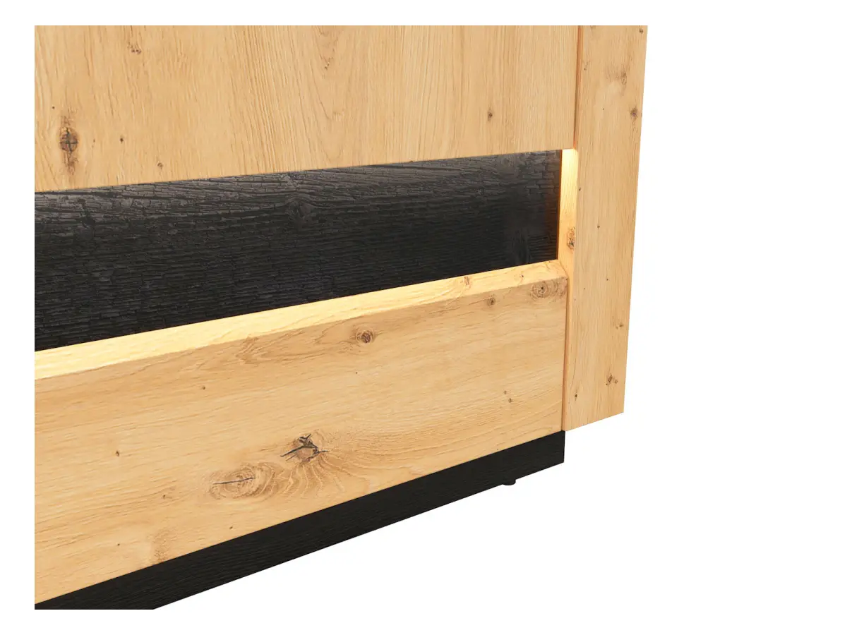 Cómoda Ostia 161 cm con puertas y 4 cajones roble artisan/roble negro