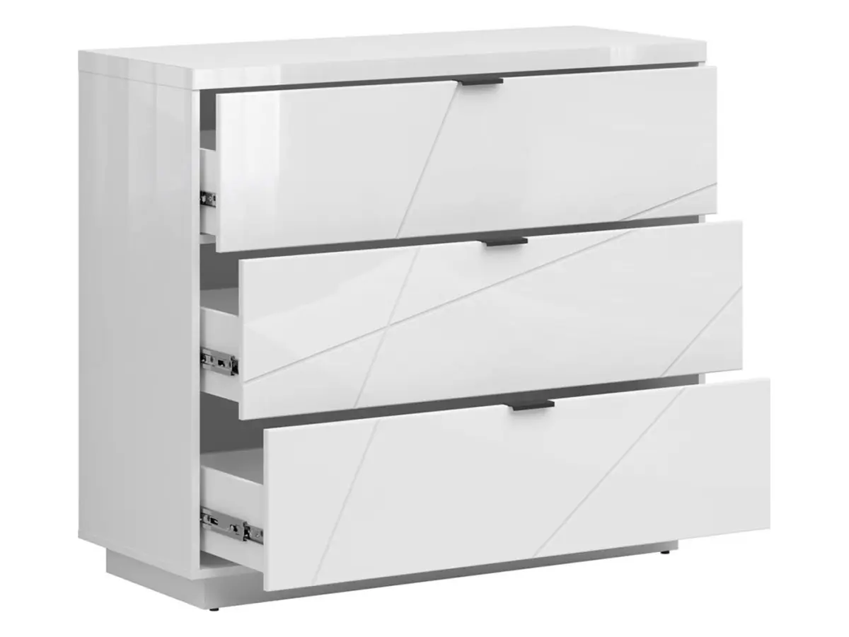 Cómoda Forn 106 cm con 3 cajones blanco brillo