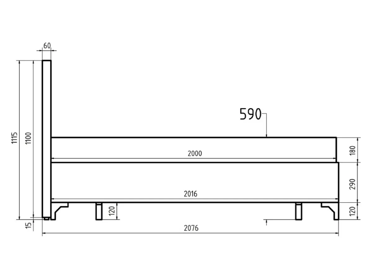 Cama continental Joy 160x200 con contenedores azul
