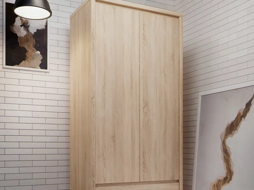 Armario de dos puertas Kaspian 90 cm con cajones roble sonoma