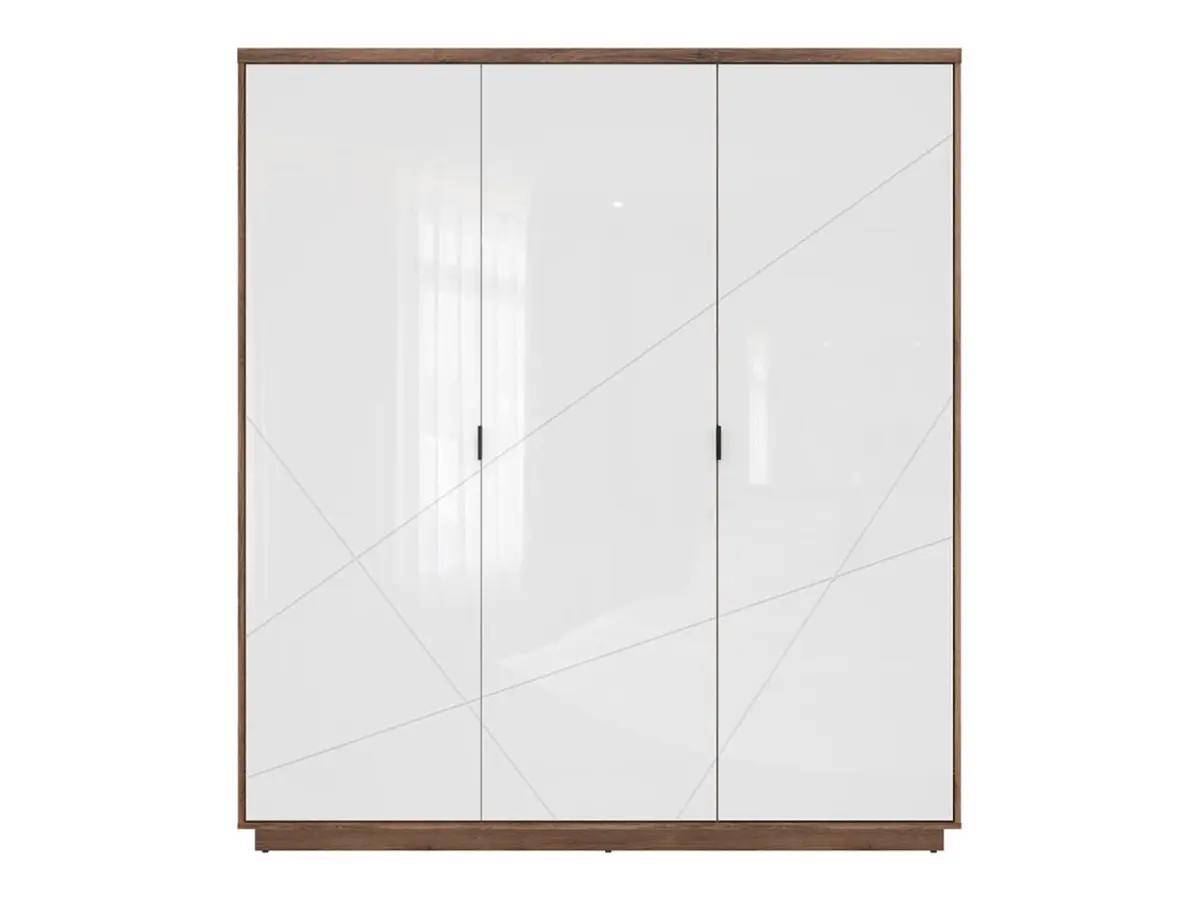 Armario de tres puertas Forn 180 cm roble delano oscuro/blanco brillo