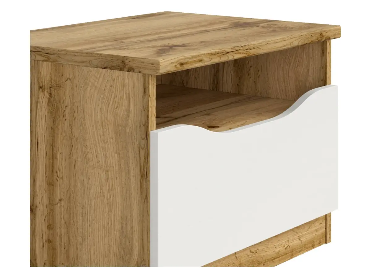 Mesita de noche Nuis 50 cm con cajón roble wotan/blanco brillo