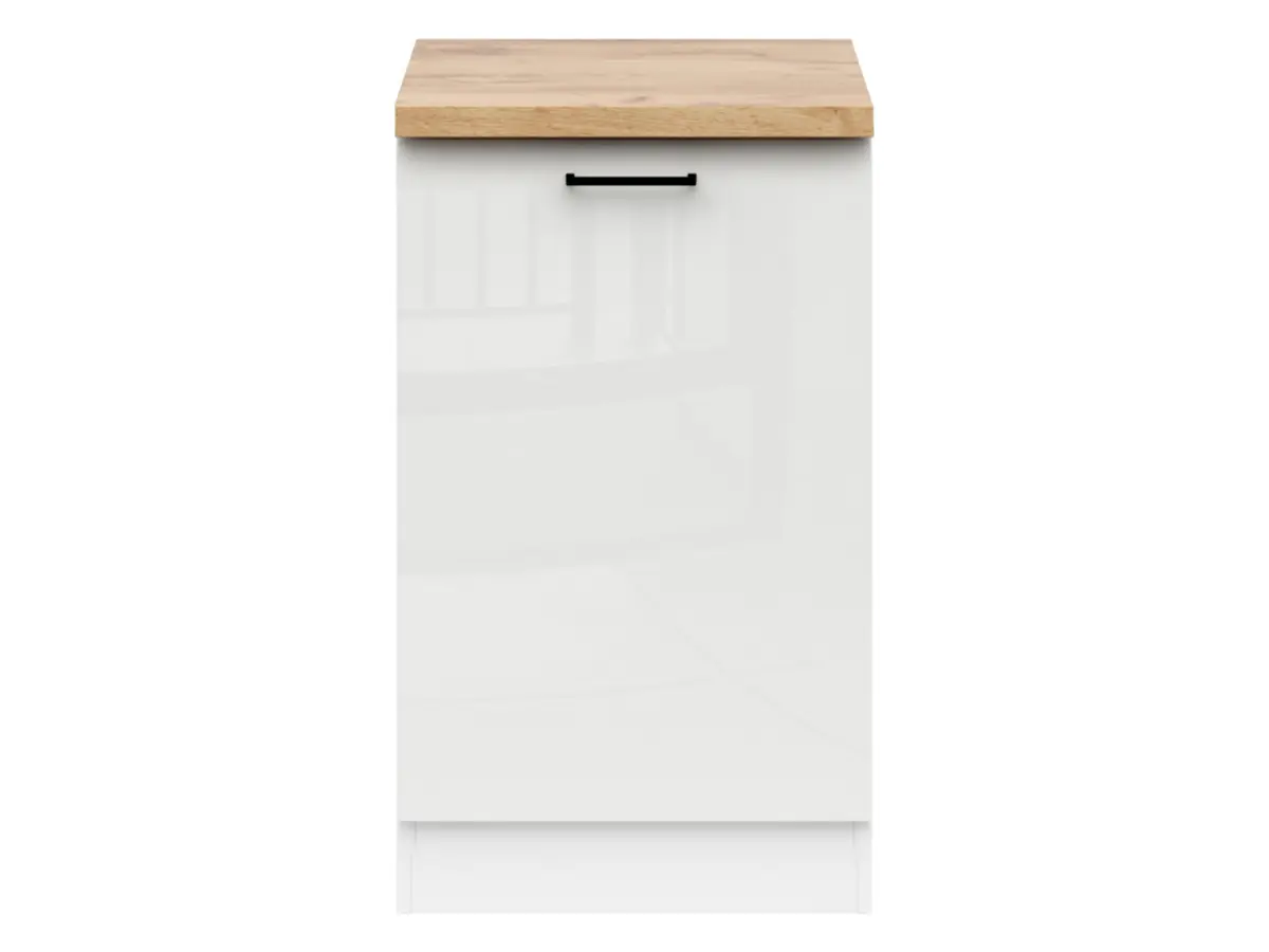 Armario de cocina inferior Junona Line 40 cm derecha blanco tiza brillo con encimera