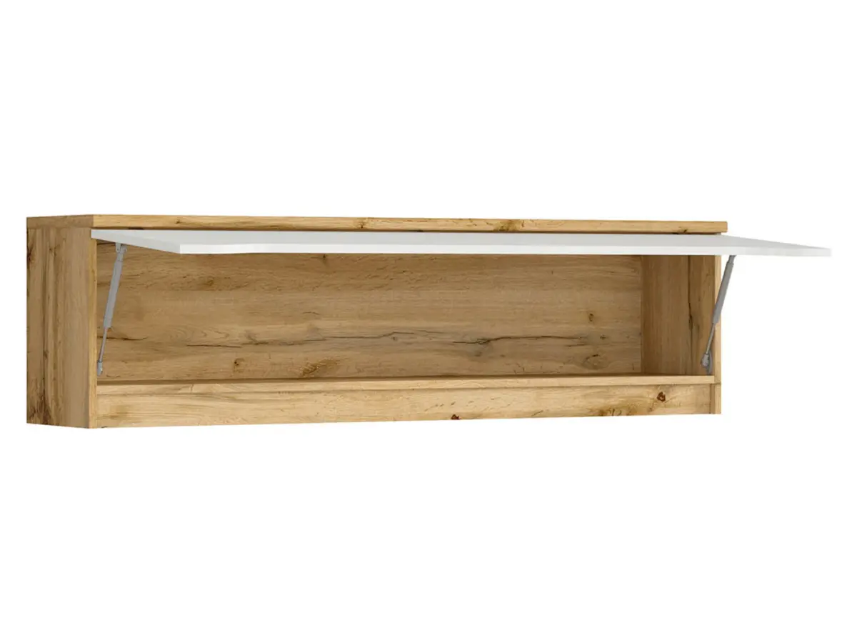 Шкаф навесной Nuis 135 см открытый дуб вотан/белый глянец