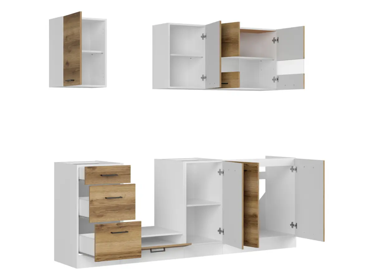 Conjunto de cocina Junona Line 220 cm roble delano claro