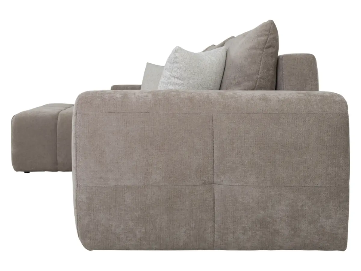 Sofá rinconera izquierdo Chill_Me convertible con arcón chenilla marrón