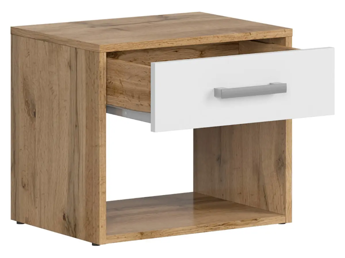 Mesita de noche Matos 45 cm con cajón roble wotan/blanco