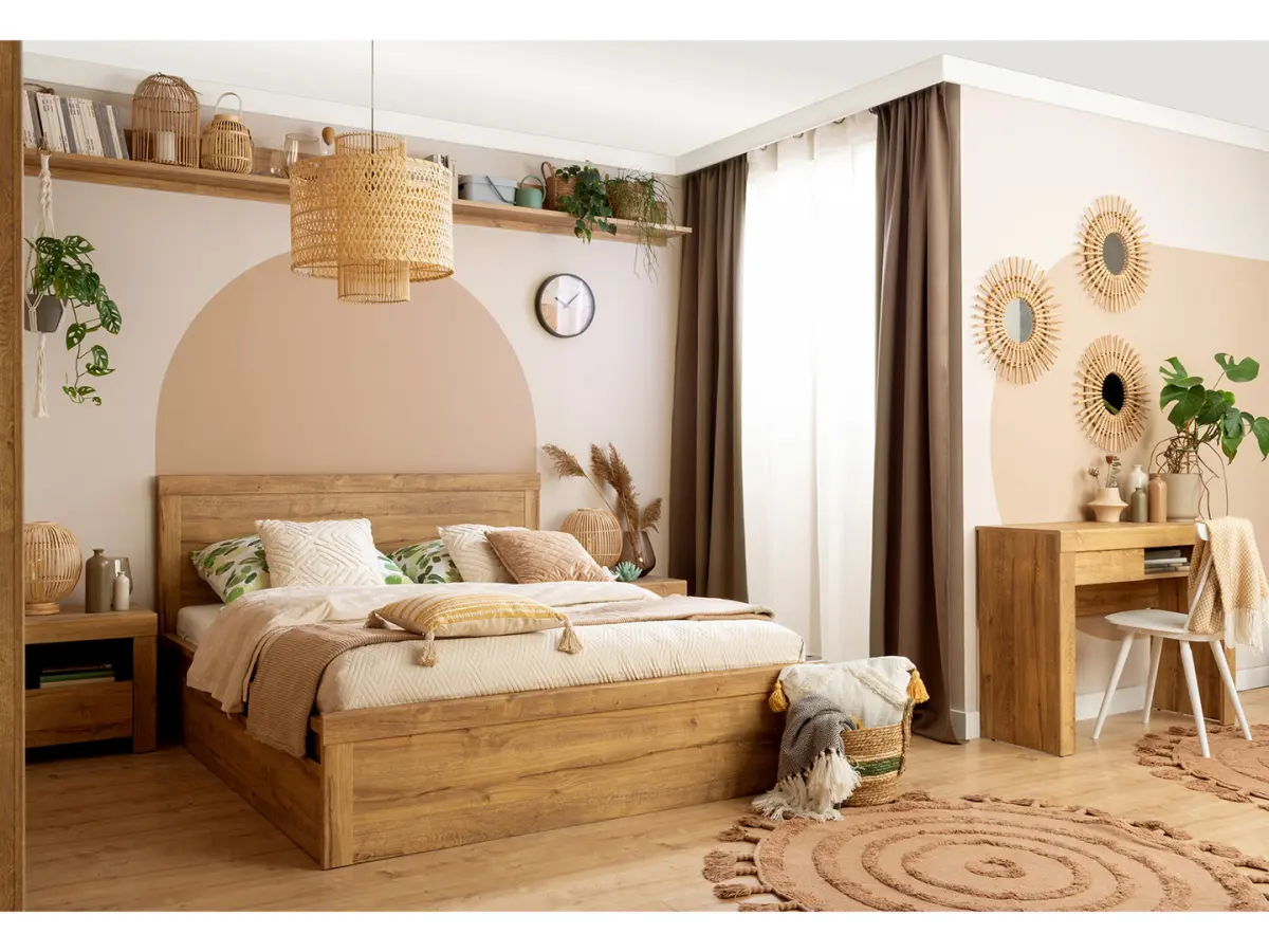 Tocador Holten 106 cm con cajón y estante roble waterford