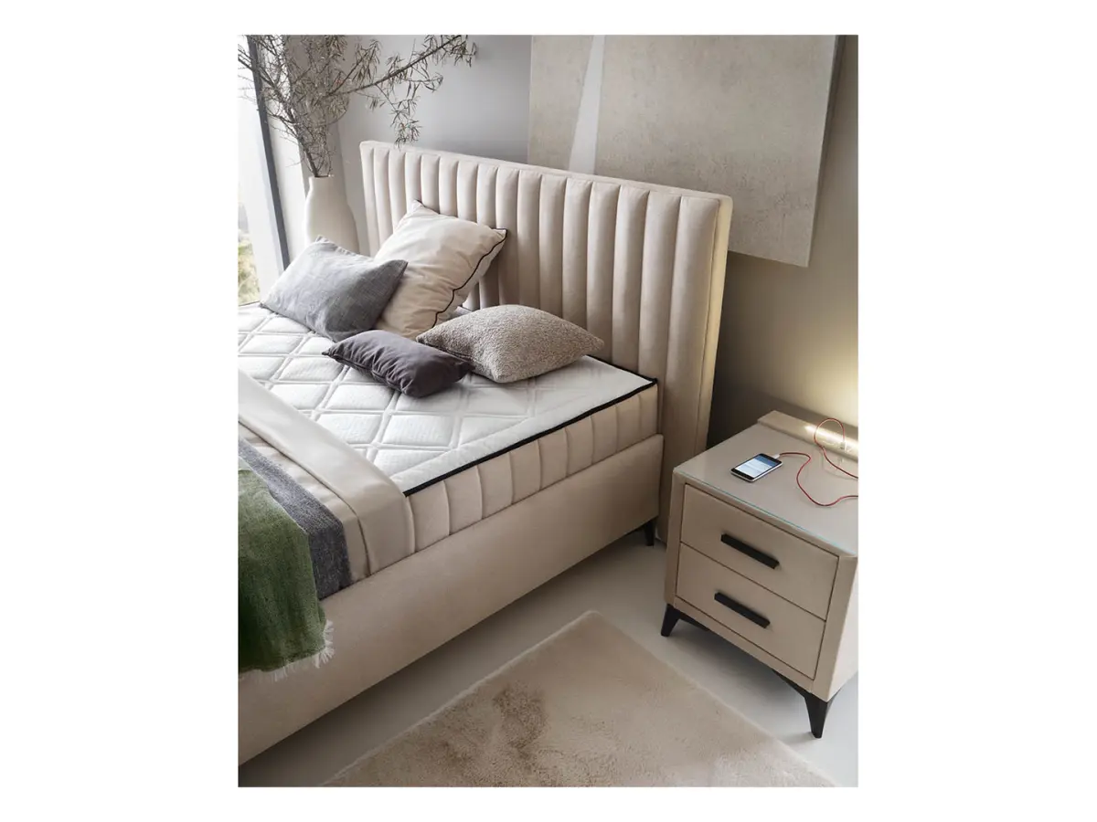 Continental bed Joy 160x200 with storage light beige
