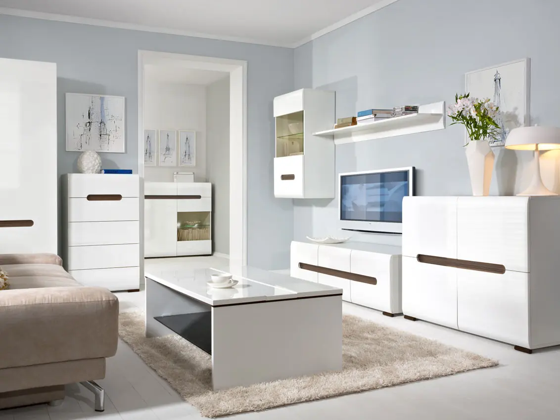 Mesa de centro Azteca Trio 110x65 con estante de vidrio roble canterbury/blanco