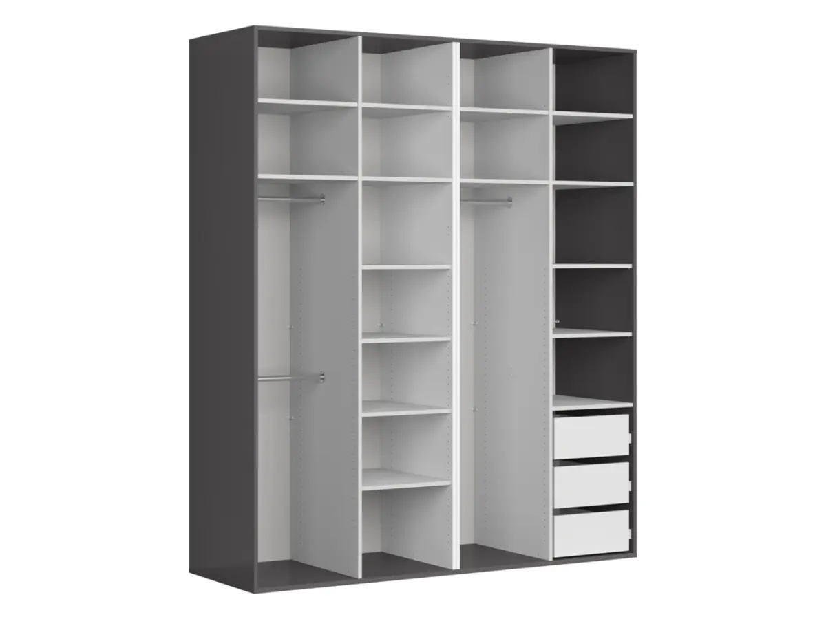 Armario modular Flex 200 cm con 4 puertas grafito/roble artisan