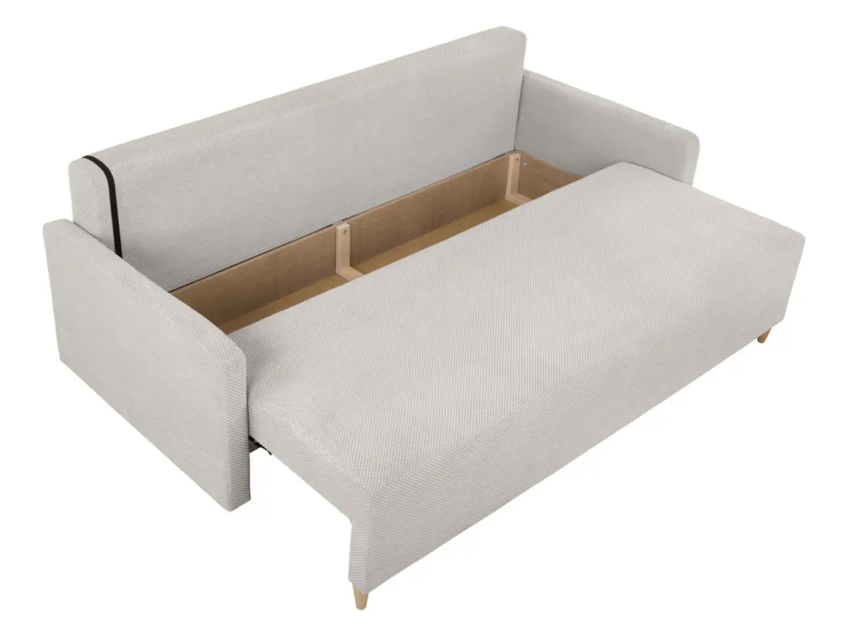 Sofá de tres plazas Sigma convertible con arcón beige