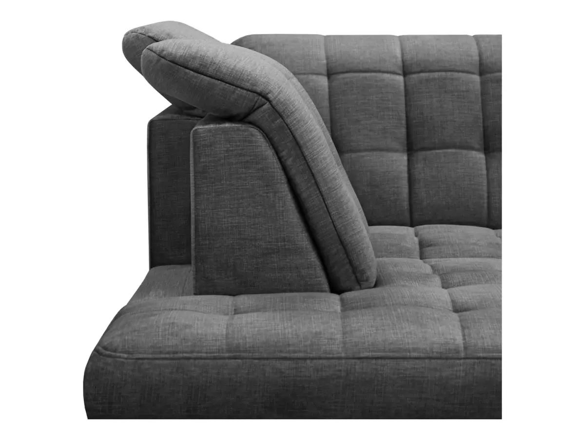 Sofá rinconera izquierdo Aragon extensible con reposacabezas y asiento regulables gris