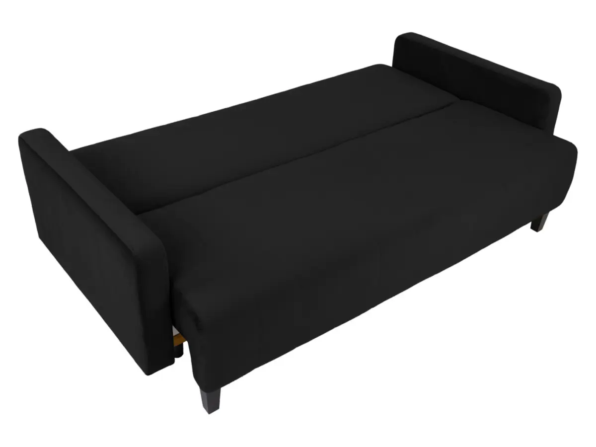 Sofá cama de tres plazas Marcia con arcón de terciopelo grafito