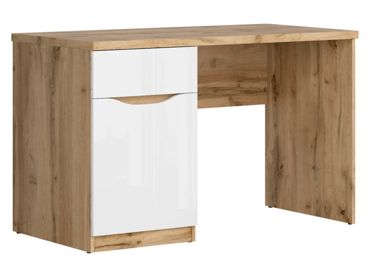 Письменный стол Nuis 120 см с дверцами и ящиком дуб вотан/белый