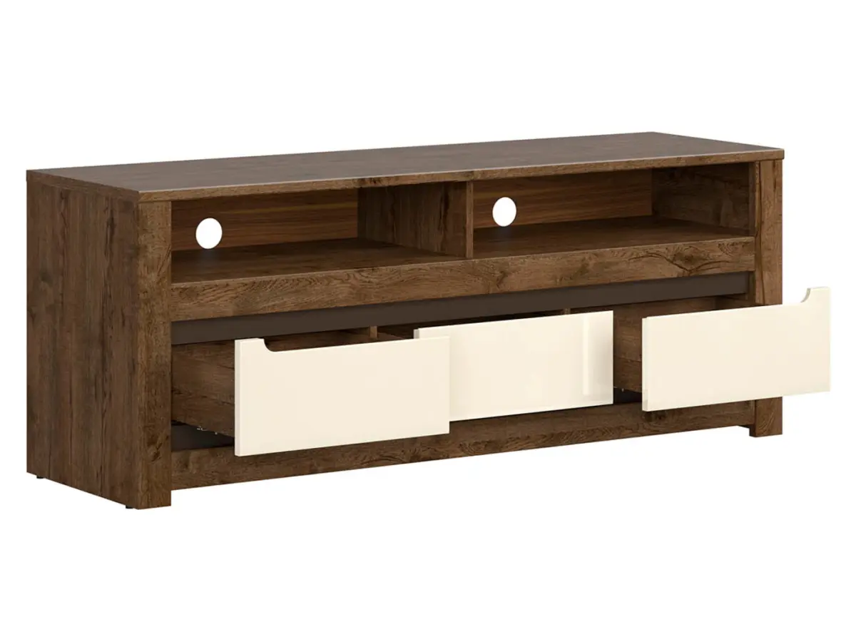 Mueble TV Ruso 149 cm con 3 cajones roble april/brillo perla