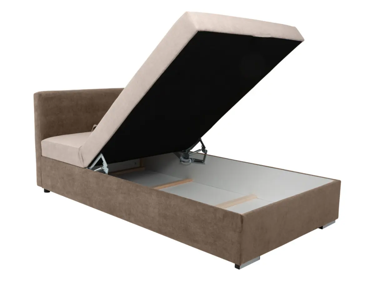 Sofá cama Rico con arcón y respaldo ajustable beige