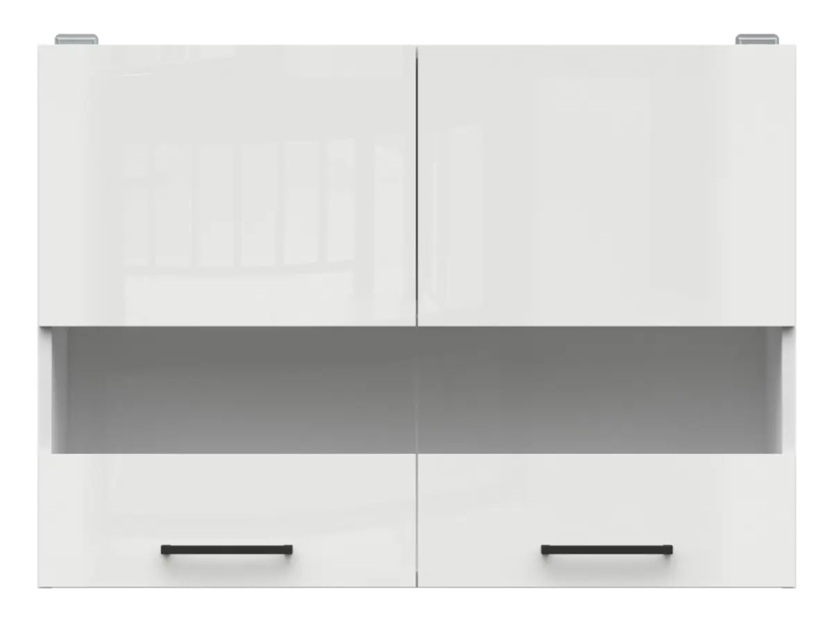 Armario de cocina superior Junona Line 80 cm de dos puertas con vitrina brillo tiza