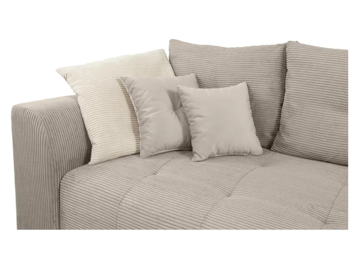 Sofá de tres plazas Royal IV convertible con arcón, pana, beige