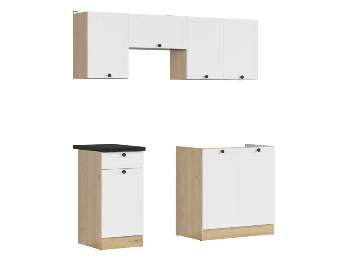 Conjunto de cocina Junona Line 180 cm blanco con encimera