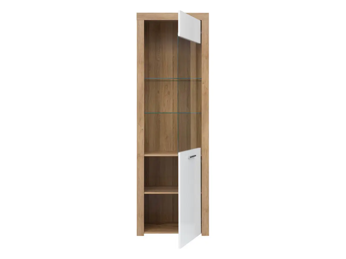 Display cabinet Balder 62 cm with doors riviera oak/white gloss