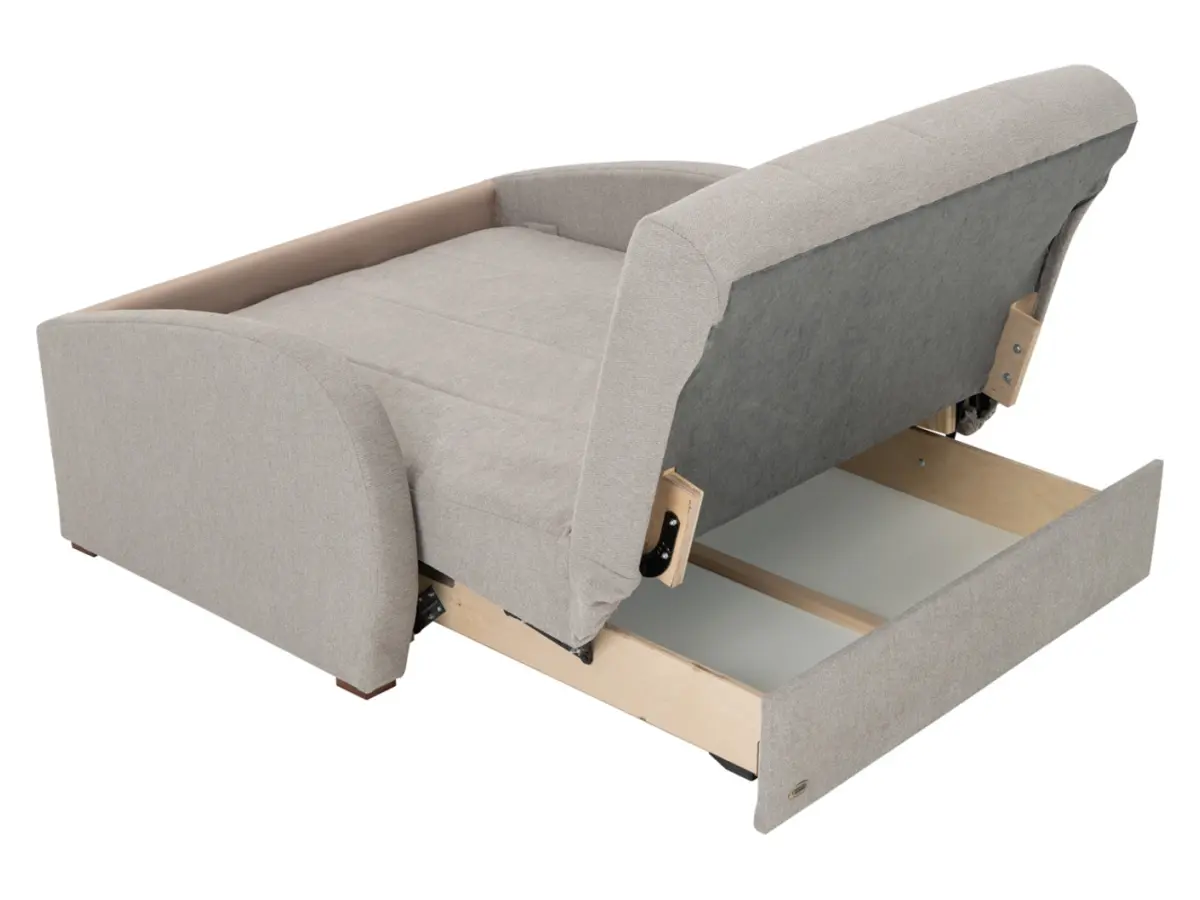 Sofá cama de dos plazas Poli con arcón beige